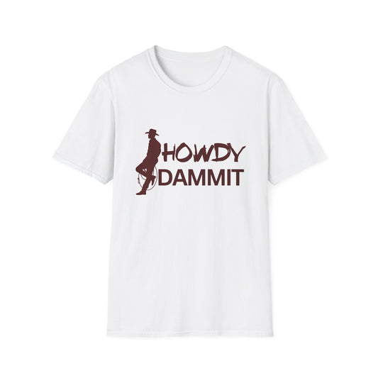 Howdy Dammit Men's Tshirt (AGGIE - Maroon Logo)